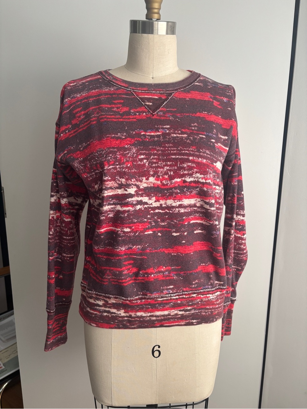 Isabel Marant x H&M Collection Red + Burgundy Printed Abstract Stripe Sweatshirt